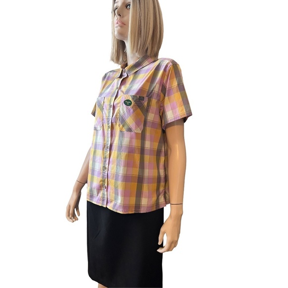 L. L. Bean Madras Plaid Shirt Blouse Everyday SunSmart UPF 50+ Branded Pocket - Picture 2 of 13